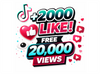 TikTok Likes Package (2,000) + 20K Views Bonus | Instant Start | Safe Growth